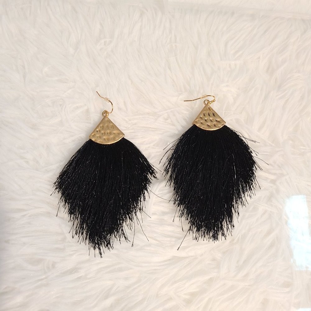 Black Tassel string Earrings boho aretes